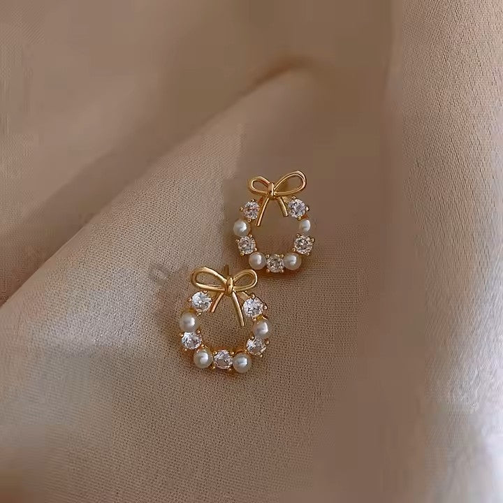 Pearl Stone Stud Earrings