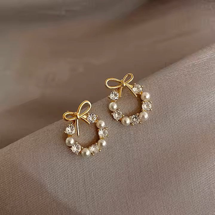 Pearl Stone Stud Earrings