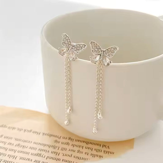 Butterfly Drop Chain Earrings