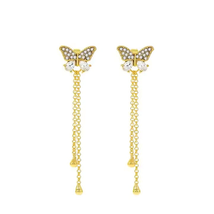 Butterfly Drop Chain Earrings