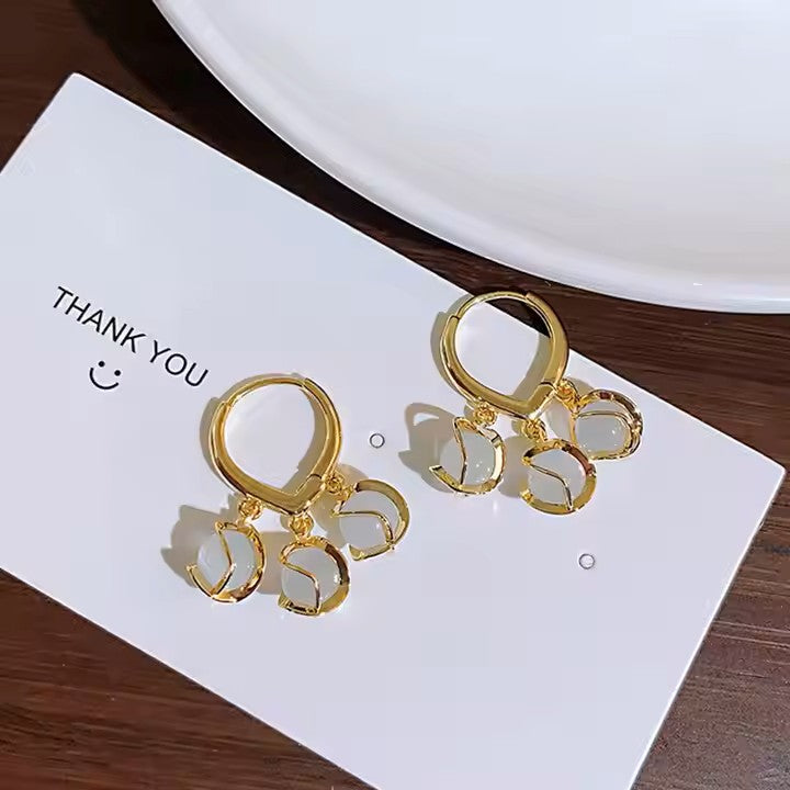 Trendy Hoop Stone Earrings