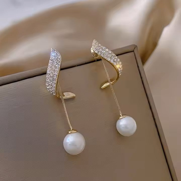 Dimond Pearl Drop Earrings