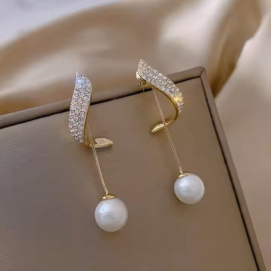 Dimond Pearl Drop Earrings