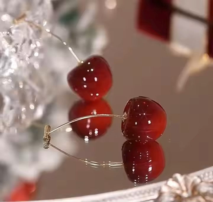 Trendy Cherry Drop Earrings