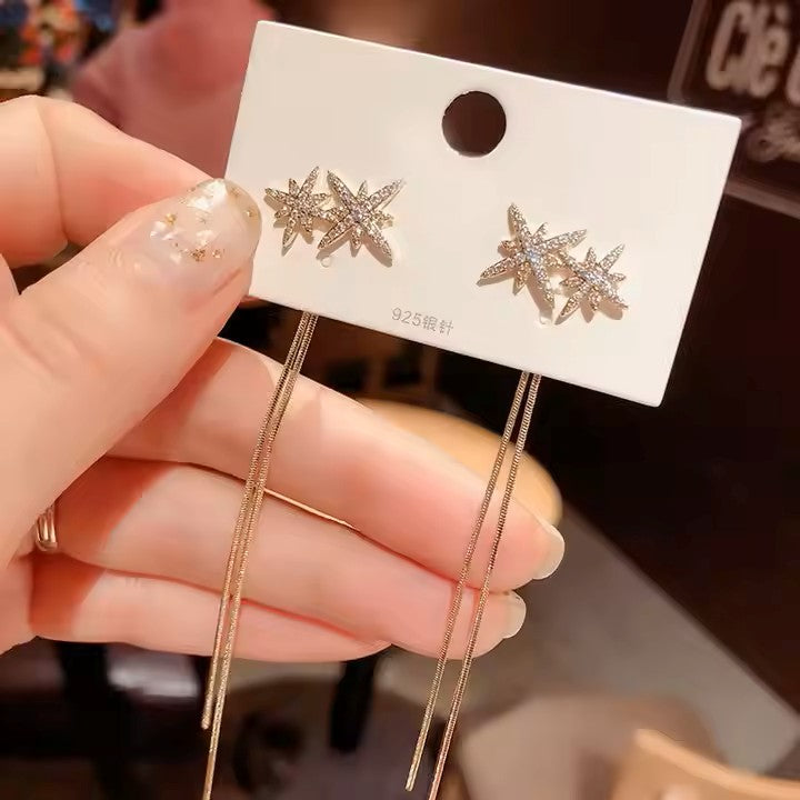 Diamond Star Chain Earrings