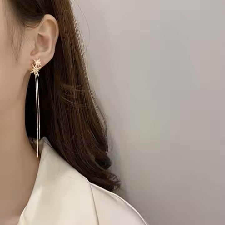 Diamond Star Chain Earrings
