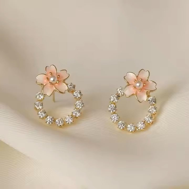 Flower Diamond Stud Earrings