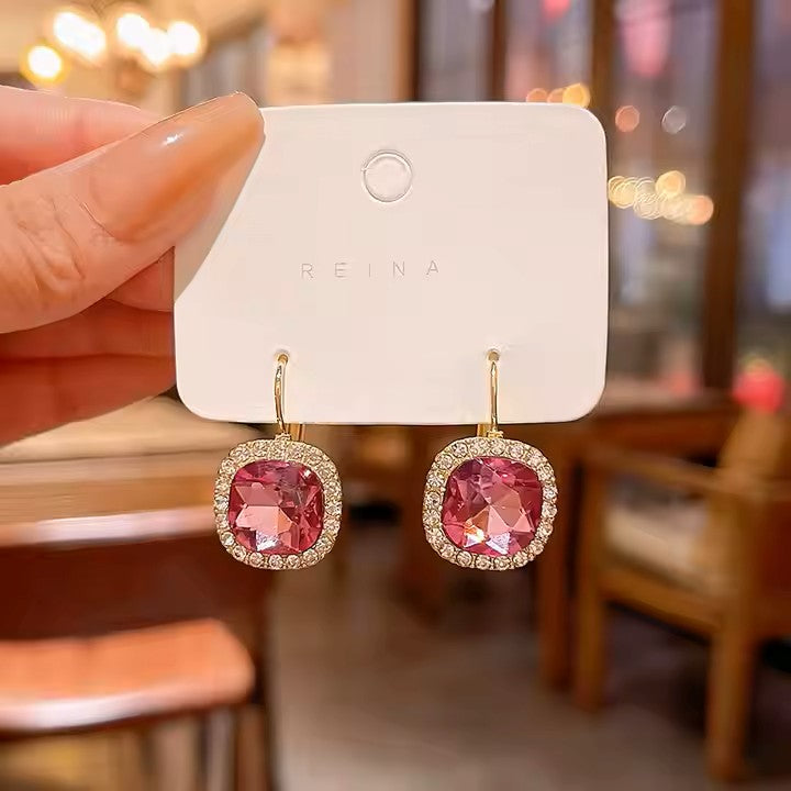 Pink Stone Drop Earrings
