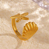 Anti-Tarnish Shell And Star Fish Ring