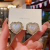 Stone & Crystals Decor Pearl Heart Stud Earrings