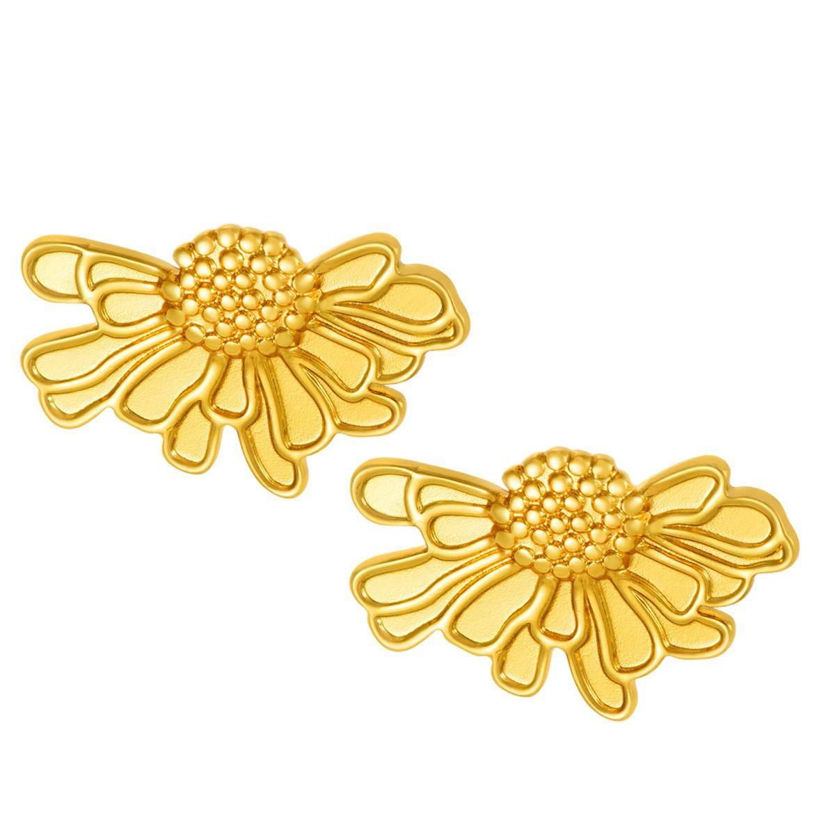 Tarnish Free Stainless Steel Geometric Flower Shaped Stud Earrings