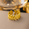 Gold Plated Anti Tarnish Stainless Steel Elegant Leaf Ring
