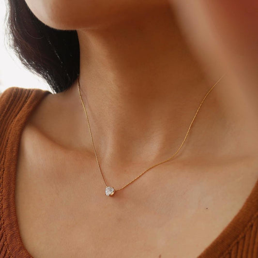 Anti Tarnish Super Shiny Zircon Heart Clavicle Chain Necklace