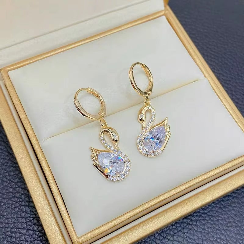 Sparkling Swan  Huggee Earrings