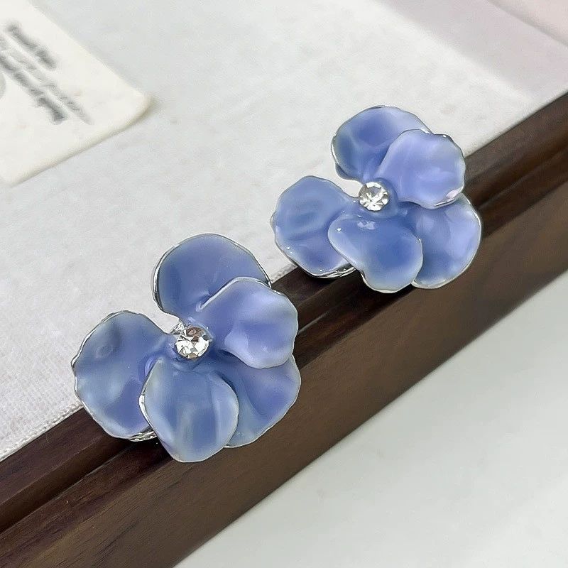 Butterfly Flower 3D Petal Oil-dripping Stud Earrings
