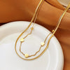 Anti Tarnish Double-layered Chain Love  Necklace
