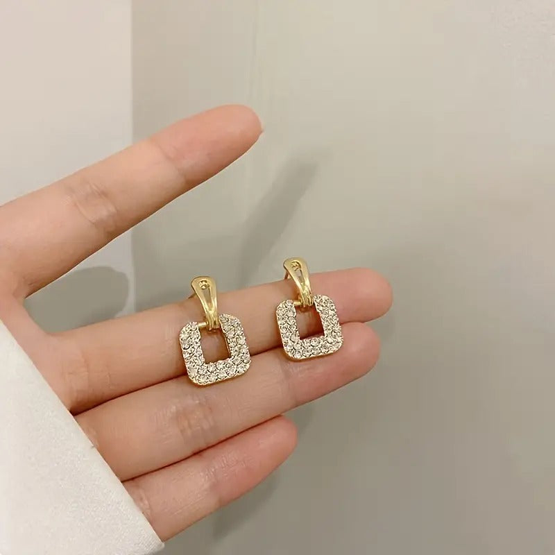 Stone Square Drop Studs
