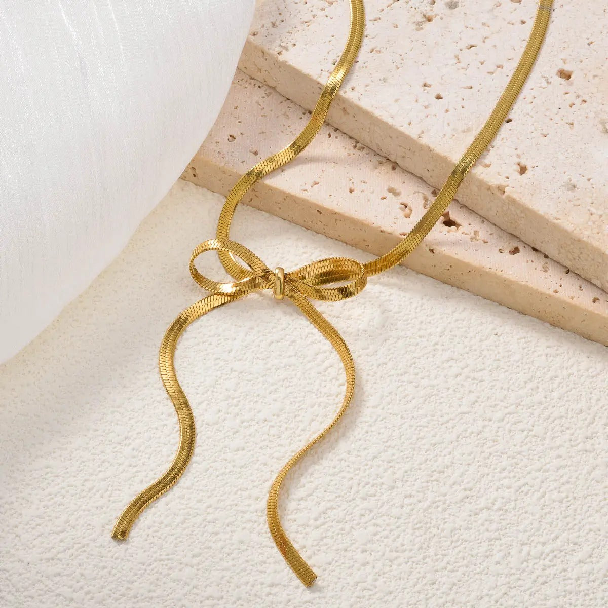 Snake Chain Knotted Bow Necklace