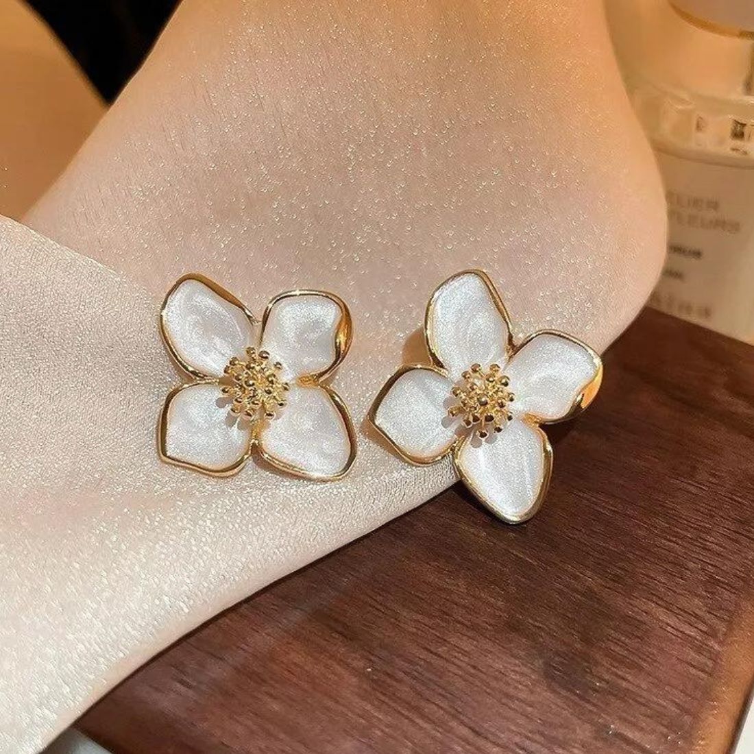 Enamel Delicate Flower Earrings