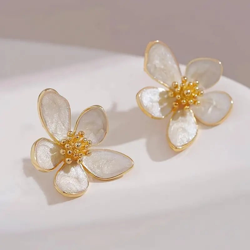 Enamel Lily Floral Studs