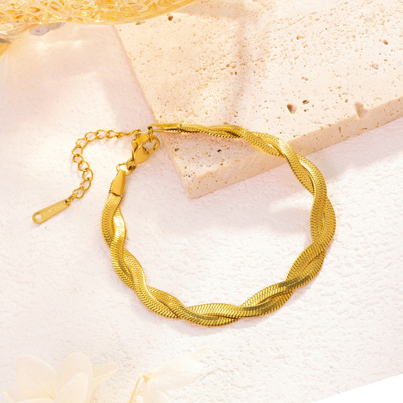Anti Tarnish Snake Chain Twisted Bracelet
