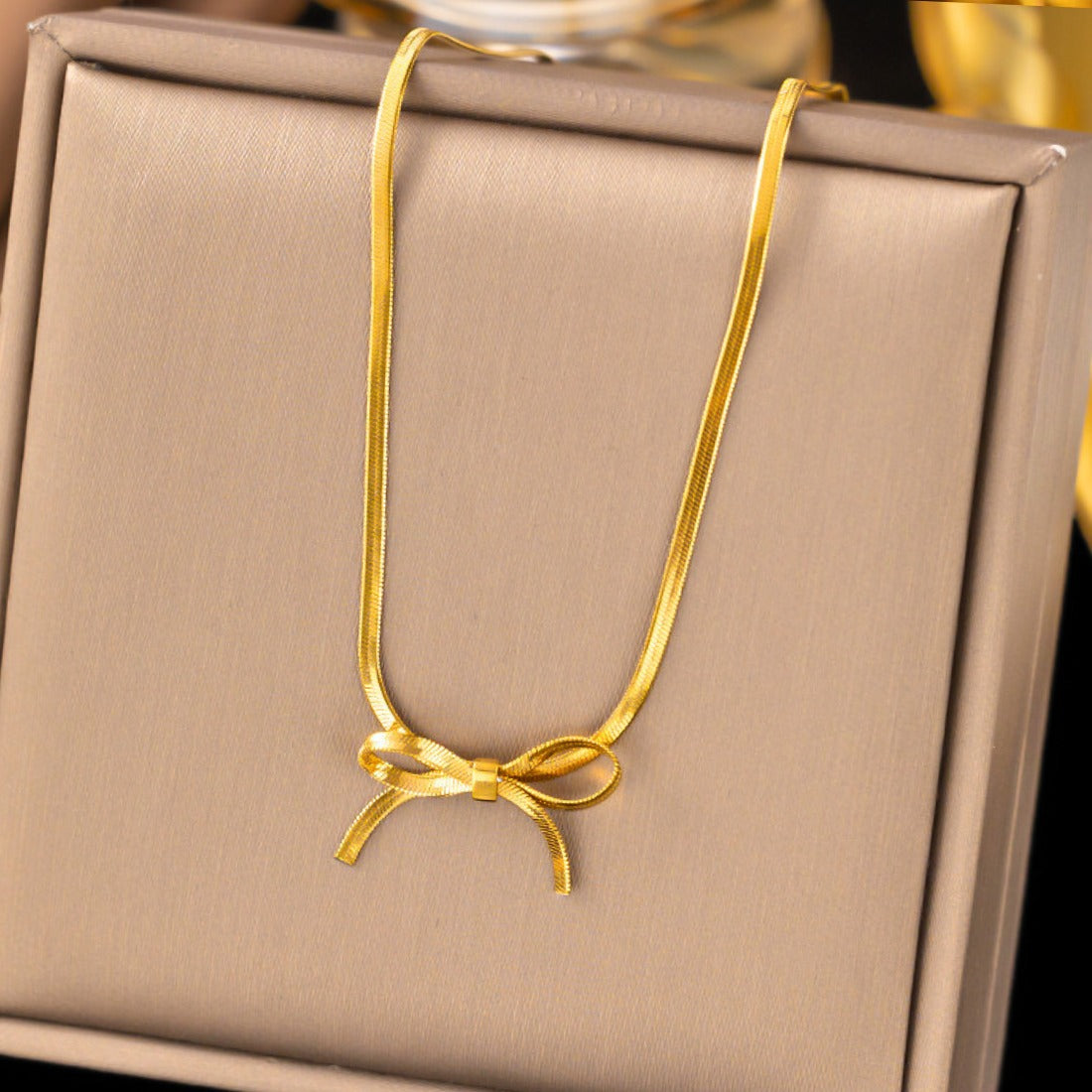 Bow Knot Snake Chain Necklace