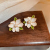 Delicate Enamel Camelia Floral Studs