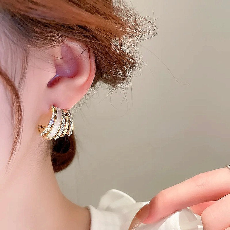 C-Shape Multi Layer Stud Earrings