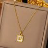 Butterfly Studded In Shell Square Necklace