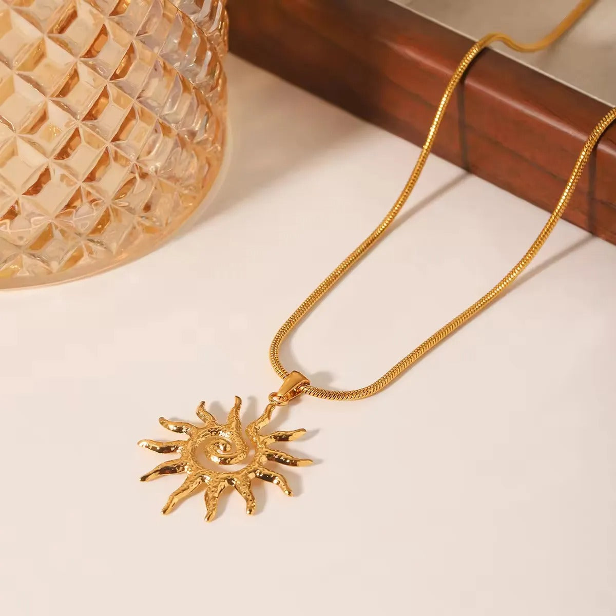 Spiral Sun Pendant Necklace