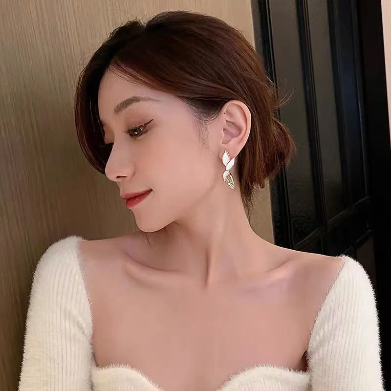 Oil Painted Leaf Earrings