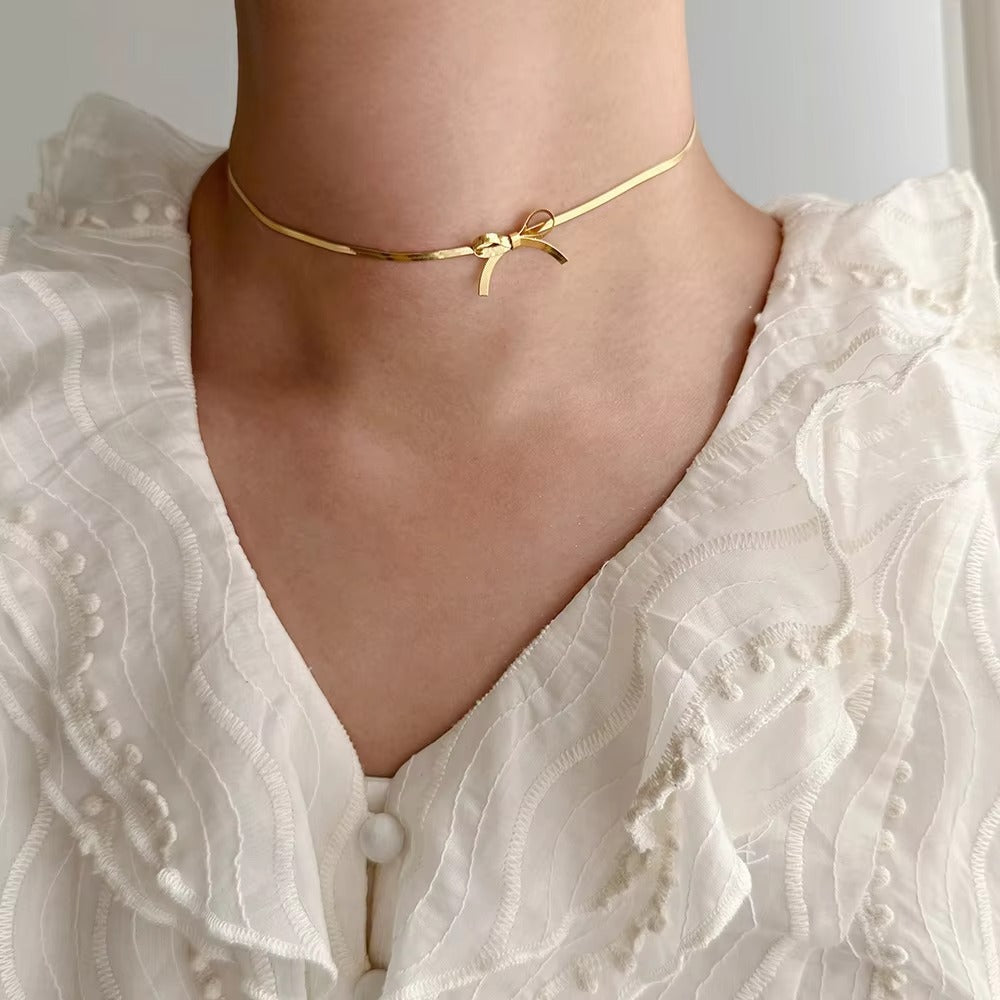 Bow Knot Snake Chain Necklace