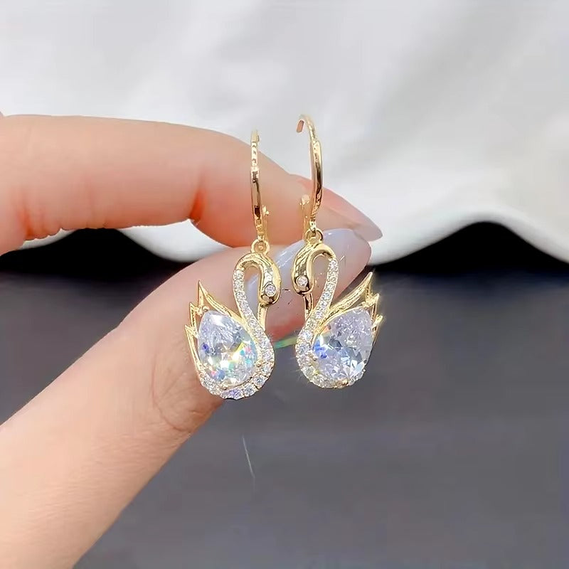 Sparkling Swan  Huggee Earrings