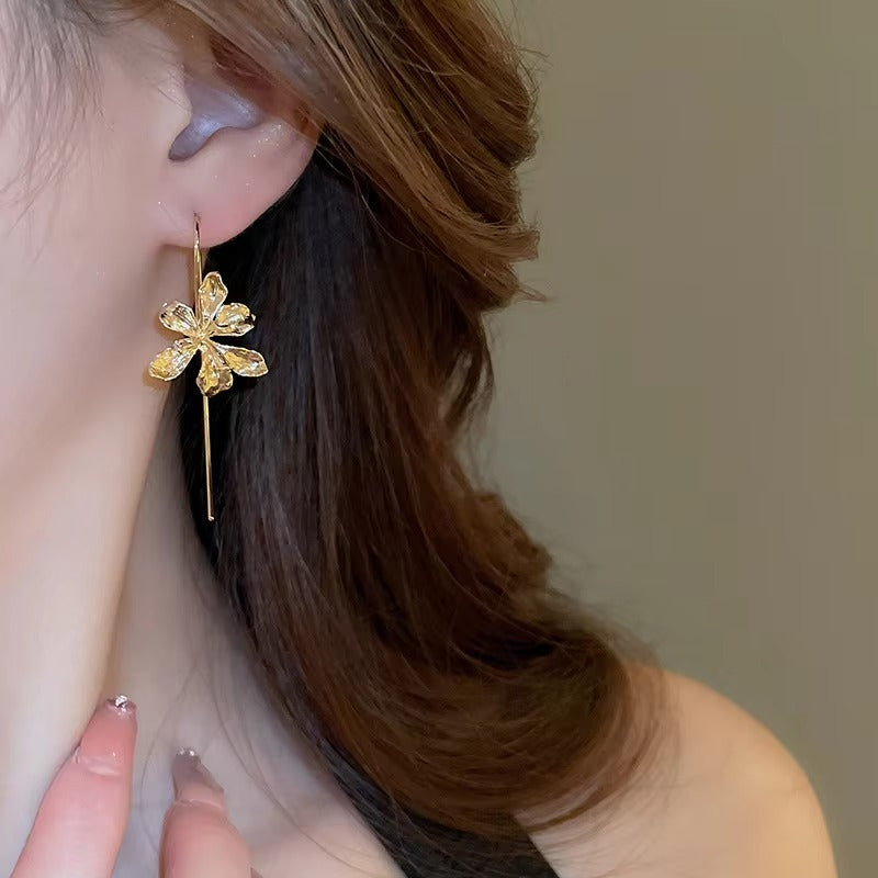 Antique French Minimalist Flower Ear Hook Earrings