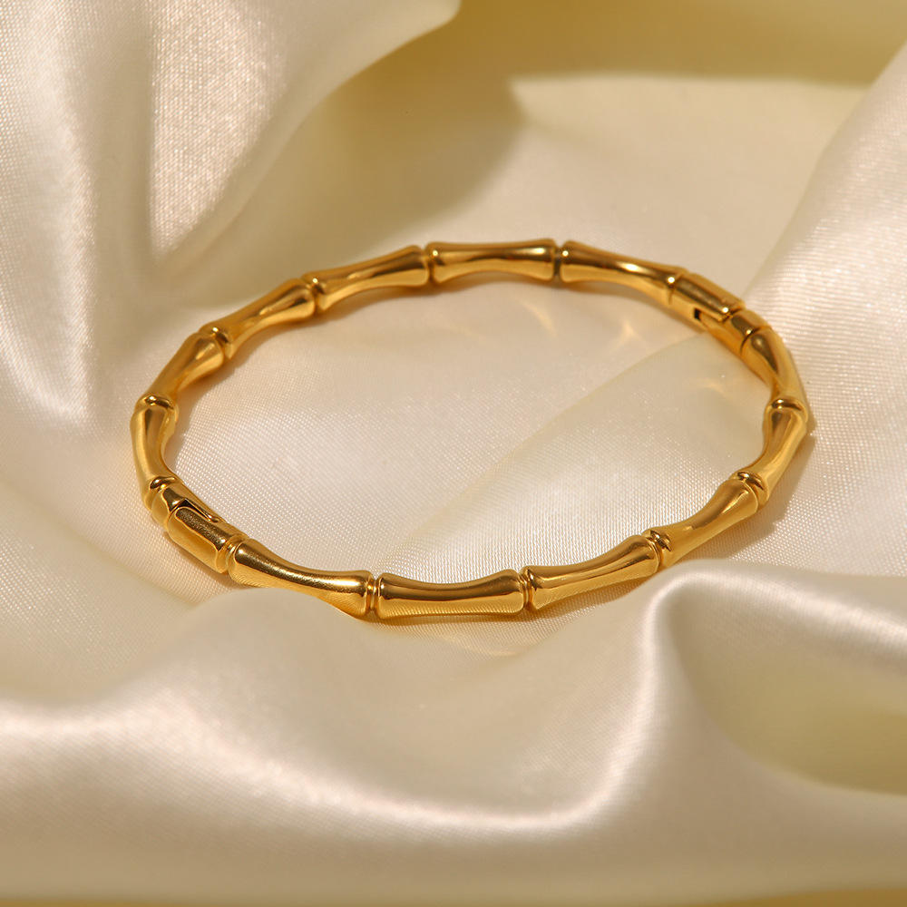 Anti Tarnish Bamboo Style Bangle Bracelet