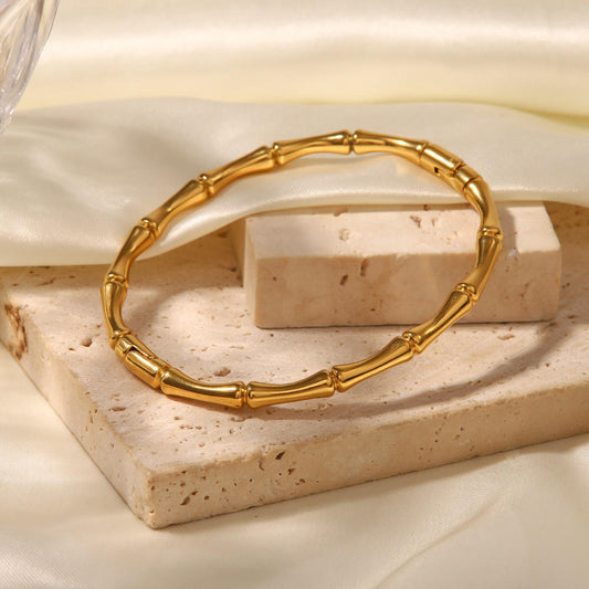 Anti Tarnish Bamboo Style Bangle Bracelet