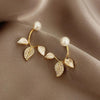 Elegant Leaves Pearl Diamond Earrings