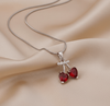 Anti Tarnish Silver Cherry Pendant Chain Necklace