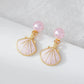 Pearl Oil Drip Shell Drop Earrings