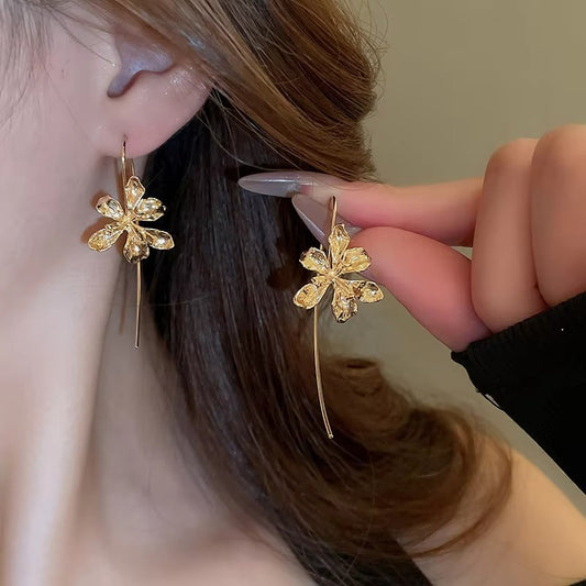 Antique French Minimalist Flower Ear Hook Earrings