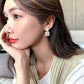Geometric Pearl Square Drop Earrings