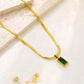 Anti Tarnish Green Stone Snake Bone Chain Charm Necklace