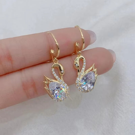 Sparkling Swan  Huggee Earrings
