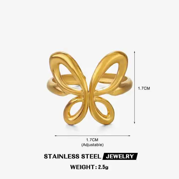 Anti-Tarnish Hollow Butterfly Ring