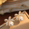 Trendy Pearl Bow Earrings