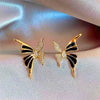 White Enamel & Stone Butterfly Stud Earrings