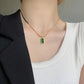 Anti Tarnish Green Stone Snake Bone Chain Charm Necklace