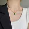 Anti Tarnish Green Stone Snake Bone Chain Charm Necklace