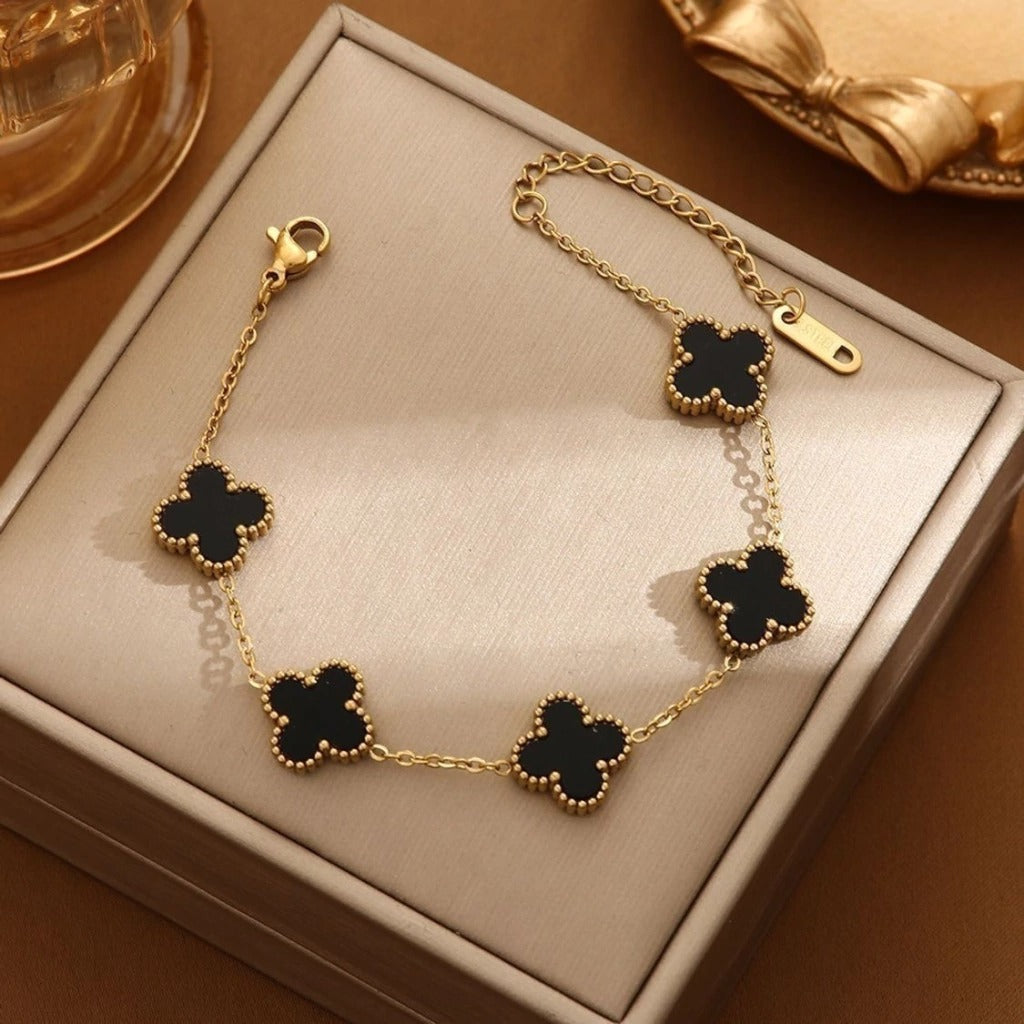 Black Lucky Clover Bracelet