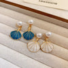 Pearl Oil Drip Shell Drop Earrings
